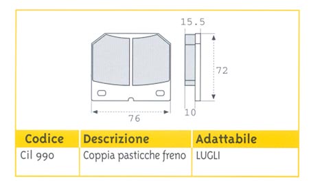 COPPIA PASTICCHE FRENO LUGLI